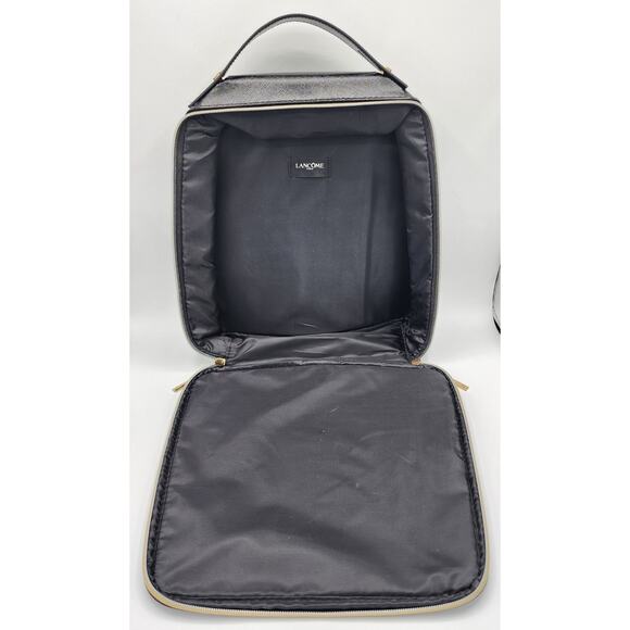 Lancome Paris Black & Gold Square Zip Around Cosmetic Bag Travel Case w/ Handle - Picture 10 of 10